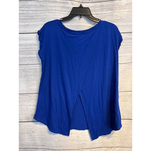 Aritzia Wilfred Royal Blue Short Sleeve Drape Top Size S - Picture 3 of 3